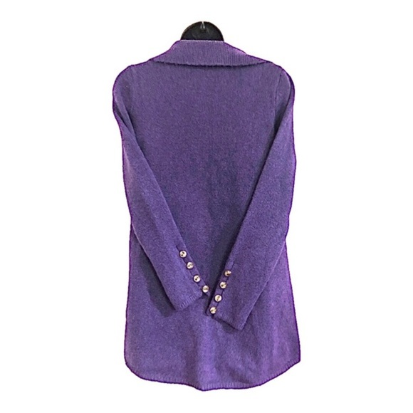 Zara purple knit fuzzy button down long cardigan jacket size medium brand new - Picture 5 of 16